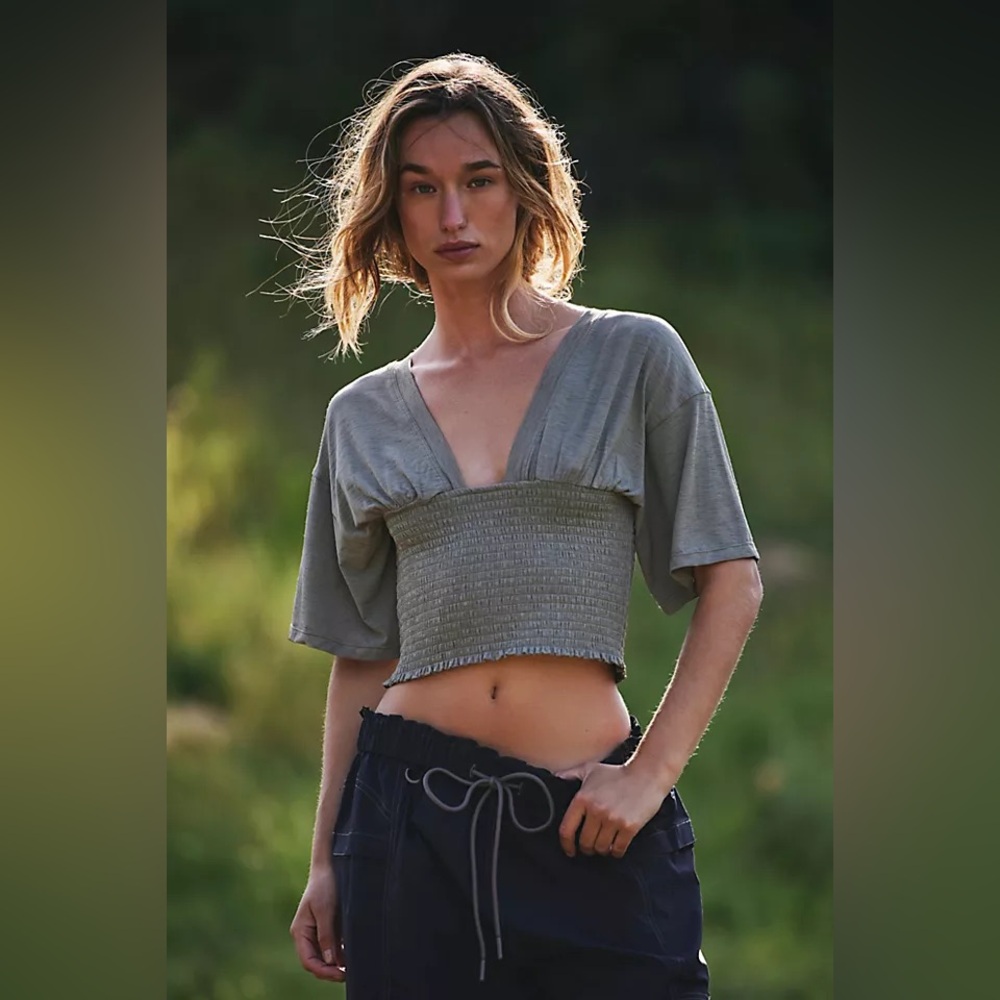 NWT FP Movement by Free People Gray Short Sleeve Tee